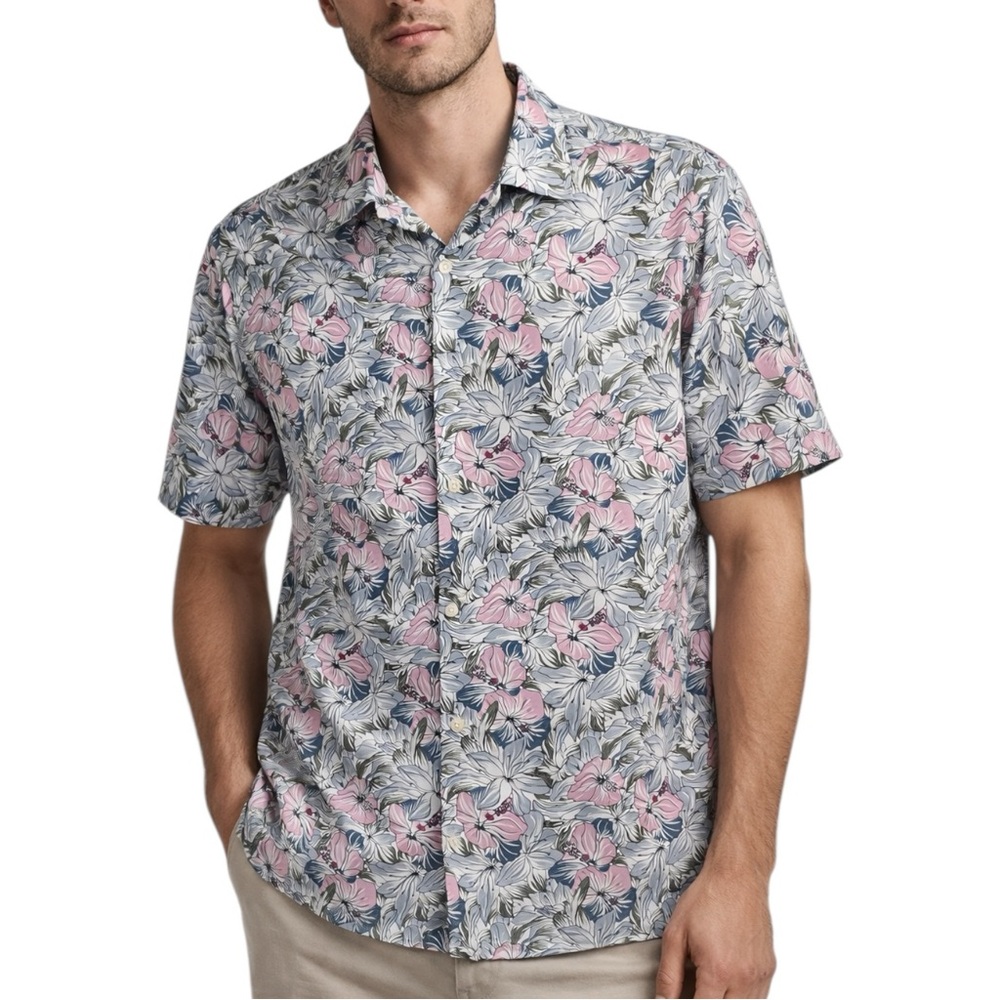 TED‎ BAKER Floral Print Short Sleeve Button Down Shirt. Size Large